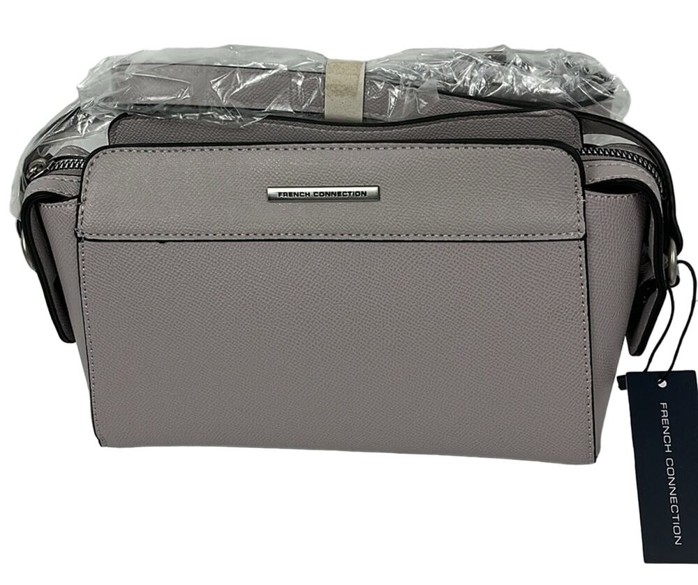 French Connection Purse Evie Caviar Crossbody Bag Lilac Pockets Black Accents